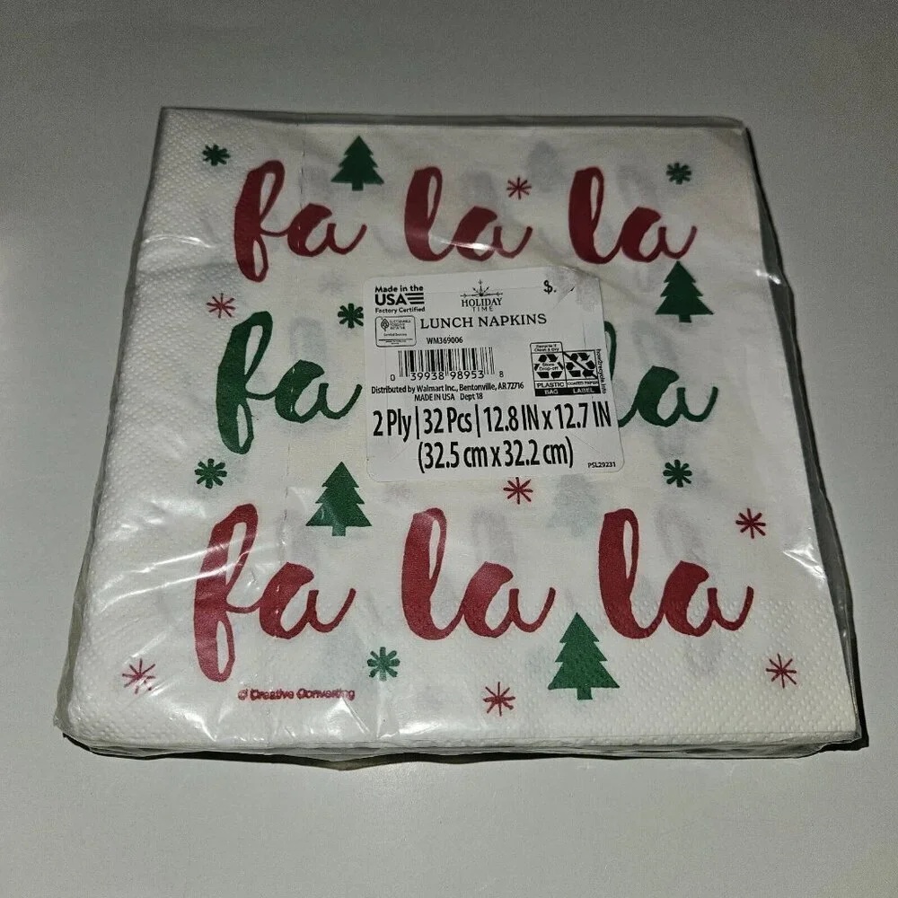 NEW 4 Packages Christmas Napkins Lot FaLaLa Fa La La ~ Sizes (2) Guest (2) Lunch